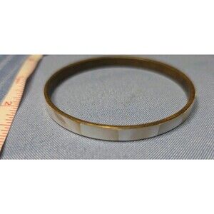 Abalone Shell Inlay Bangle Bracelet, Gold-Tone Trim